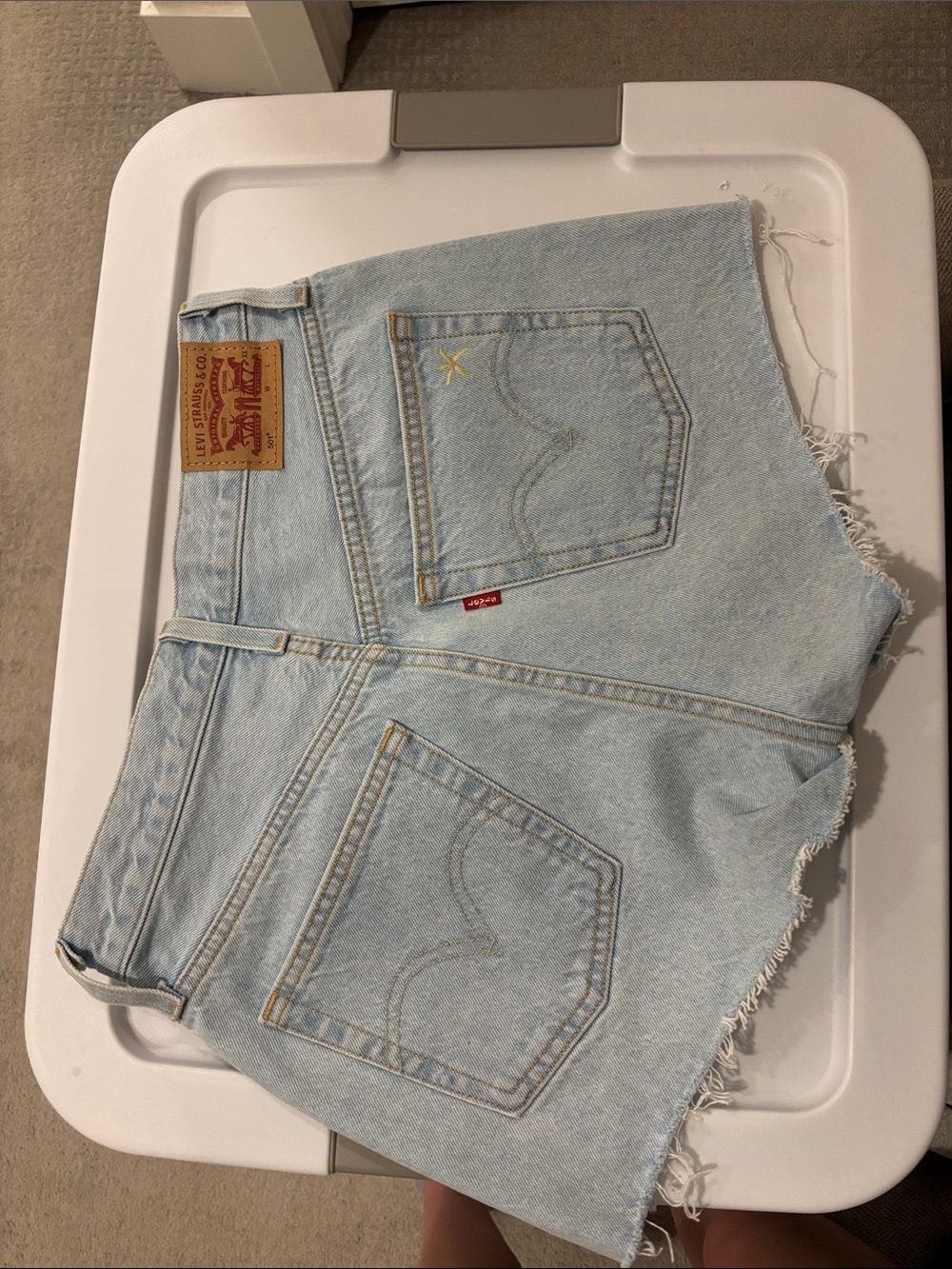Levi's Light Blue Cutoff Denim Shorts with Frayed Hem
